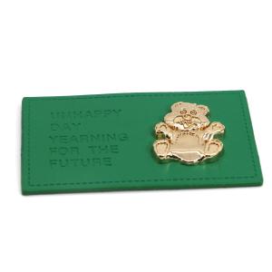 Quality Metal Logo Leather Patches For Clothes Jeans Grenn Gold Color OEM ODM wholesale