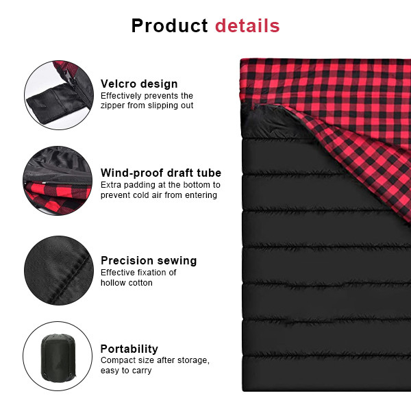Lightweight Cotton Flannel Double Sleeping Bag Double Sleeping Bag For Camping