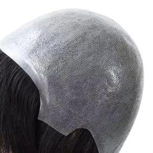 Quality Thin Skin human Hair Toupee Wig , Alopecia Wigs, or Medical wig with 100% RAW human Hair 14 inch 130% density Full Head Hair Wig for Men and women wholesale