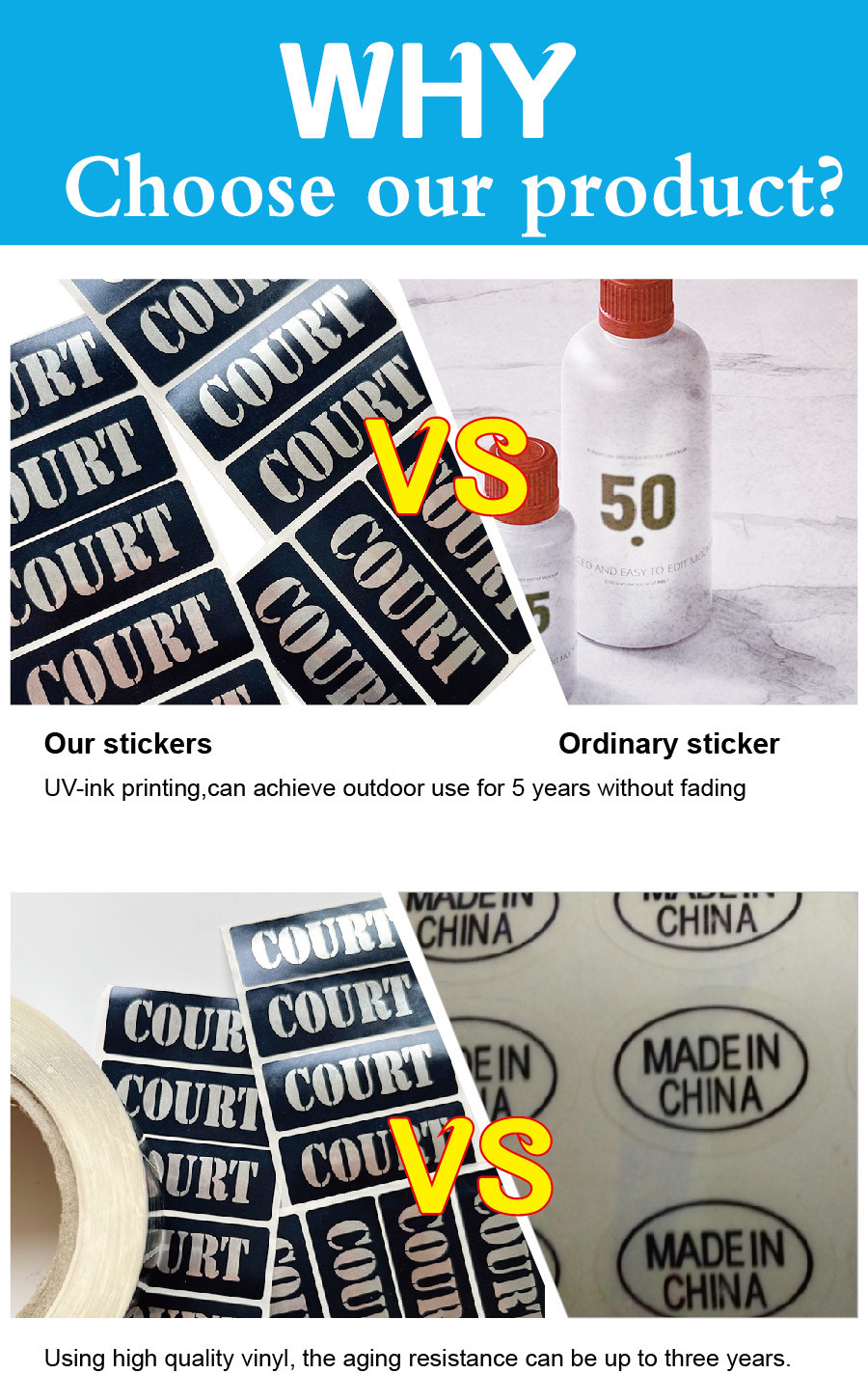 Printing Foil PET Custom Label Stickers For Business Logo Packaging
