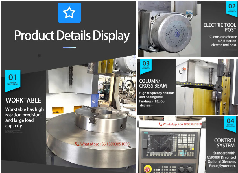 Single Column Cnc Vertical Lathe With High Precision Cast Iron Metal Cutting