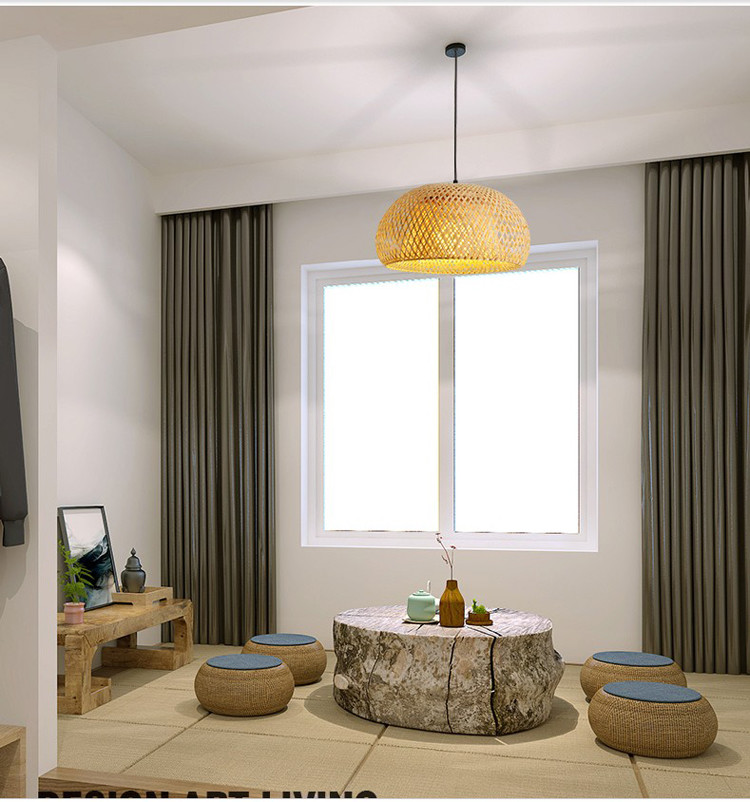 Modern minimalist restaurant bedroom pure bamboo art bamboo hand-woven chandelier(WH-WP-36)