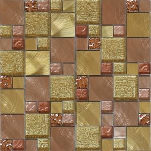 Quality Waving back gold color glass mix metal mosaic pefect for your small decoration wholesale