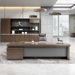 50mm Thickness Table Top Luxury Modern Wooden L Shape Boss Manager Director