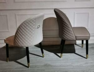 Quality Exquisite Rhombus Patterned Dining Room Chairs Leather Cover Iron Frame wholesale