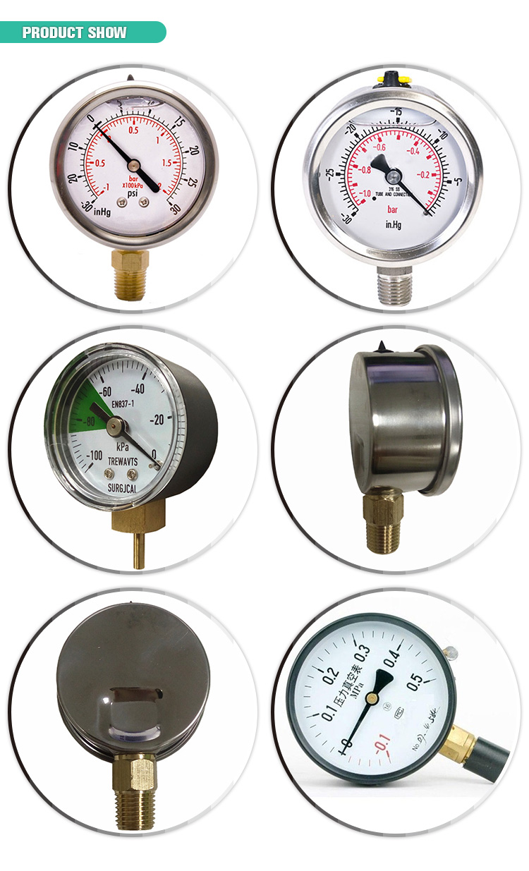 Bottom Mount Negative Pressure Meter 2.5" Industrial Vacuum Gauge