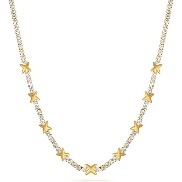 OEM Classic Brass Tennis Star Pendant Necklace With Brilliant Cubic Zircon