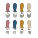316 Stainless Steel Baby Silicone Fork And Spoon Set 4.33 Inch Height 1.42 Inch
