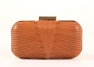 Quality High - End Genuine Ladies Orange Clutch Bag Vintage Metal Lock With Cow Leather Pattern wholesale