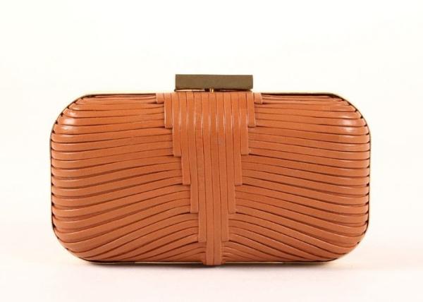 High - End Genuine Ladies Orange Clutch Bag Vintage Metal Lock With Cow Leather