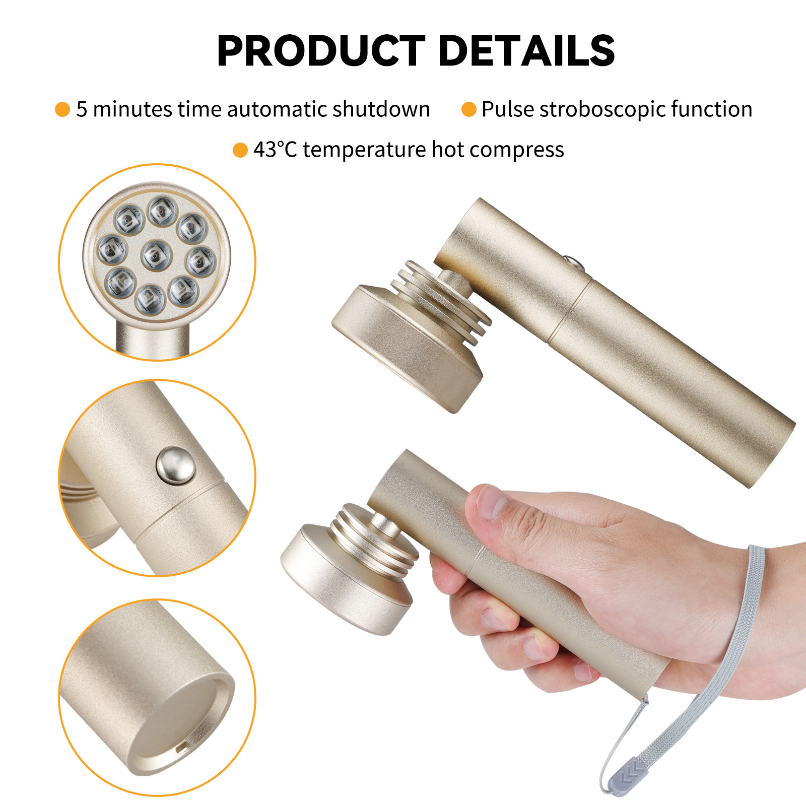 Handheld 460nm 630nm 850nm LED Therapy Lamp for Skin Rejuvenation / Pain Relief
