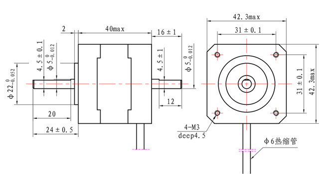 Two Axis 0.4N.M NEMA 17 Stepper Motor 1.7A 40mm Body For Robots