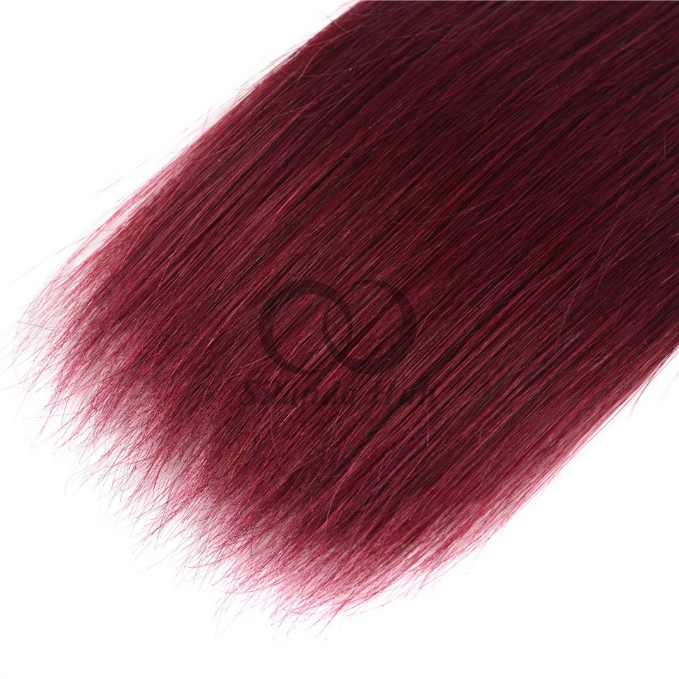 #T1B/Burgundy Straight Remy Human Hair Bundles Sew In Weave Bundles Brazilian Bundle Deals