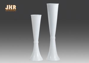 Quality Tall Decorative Glossy White Fiberglass Planters Floor Vases Flower Pots wholesale