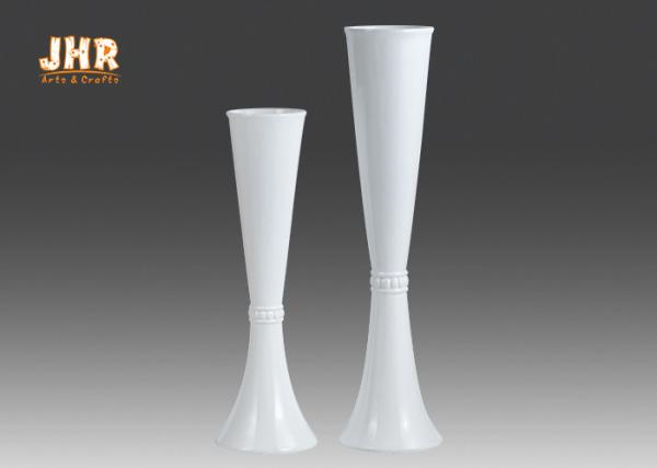 Tall Decorative Glossy White Fiberglass Planters Floor Vases Flower Pots