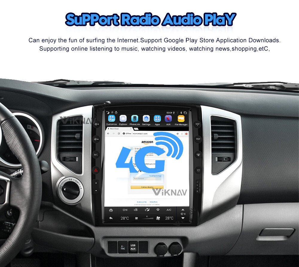 Viknav Car Radio For TOYOTA Tacoma HILUX (2005-2015) 13.6 inch PX6 2 din Android GPS Navigation Stereo Receiver Tape Rec