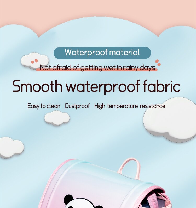 Pink Blue School Kids Backpack Zipper Pouch Waterproof Childrens Schoolbag