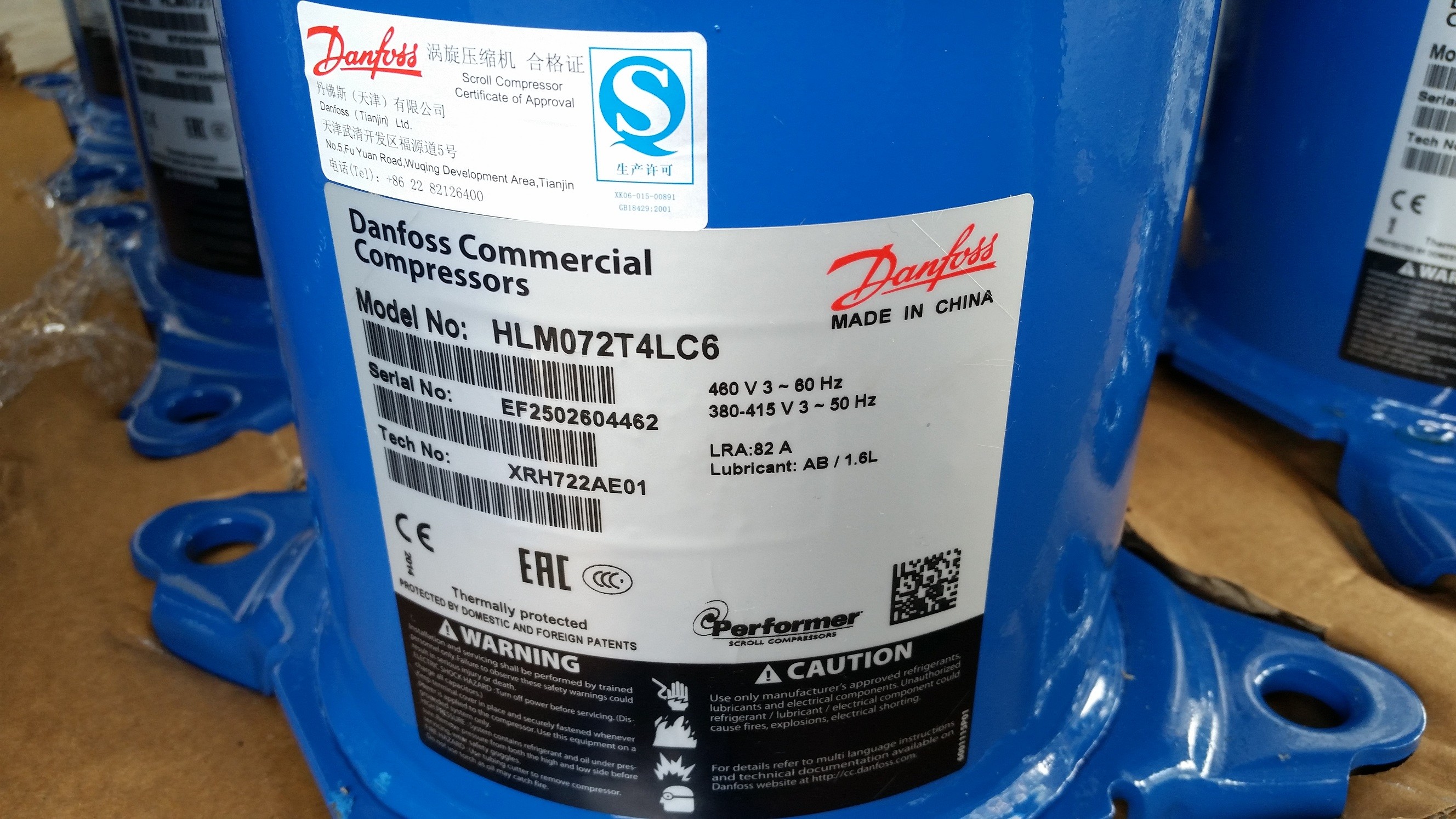 R410a Refrigeration And Air Conditioning Compressor HCJ090T4 7.5TR Danfoss Scroll Compressor