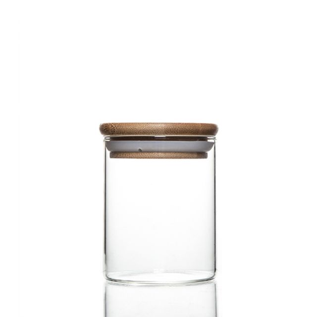 Wholesale Jar Food Storage Canister Transparent Borosilicate Glass With Bamboo Cover