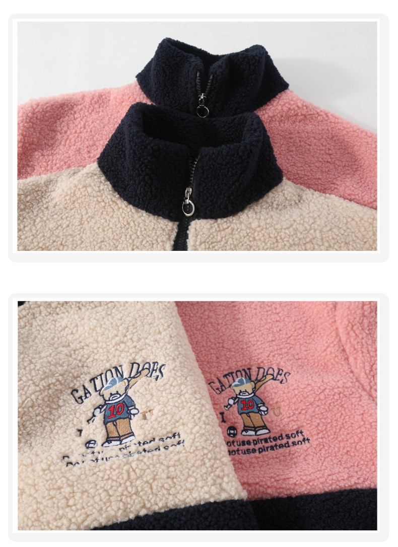 Embroidery Craft Lamb Fleece Jacket Autumn Winter Thickened Girls Cotton Padded Coat