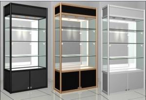Quality Portable Wheel Shop Display Shelving Lockable Glass Cabinet For Shopping Mall wholesale