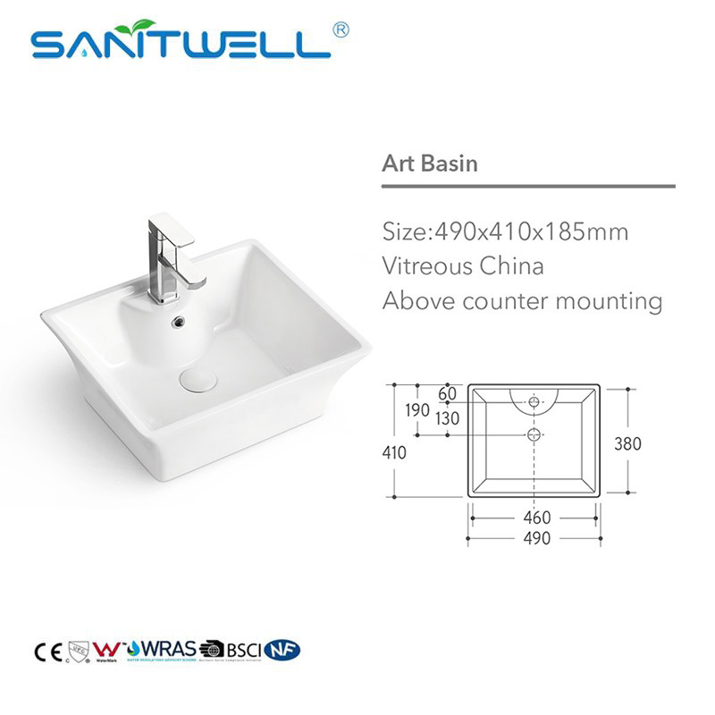 China Factory Wholesale Above Counter CE Basin for Bathroom Classic Design Art Wash Basin