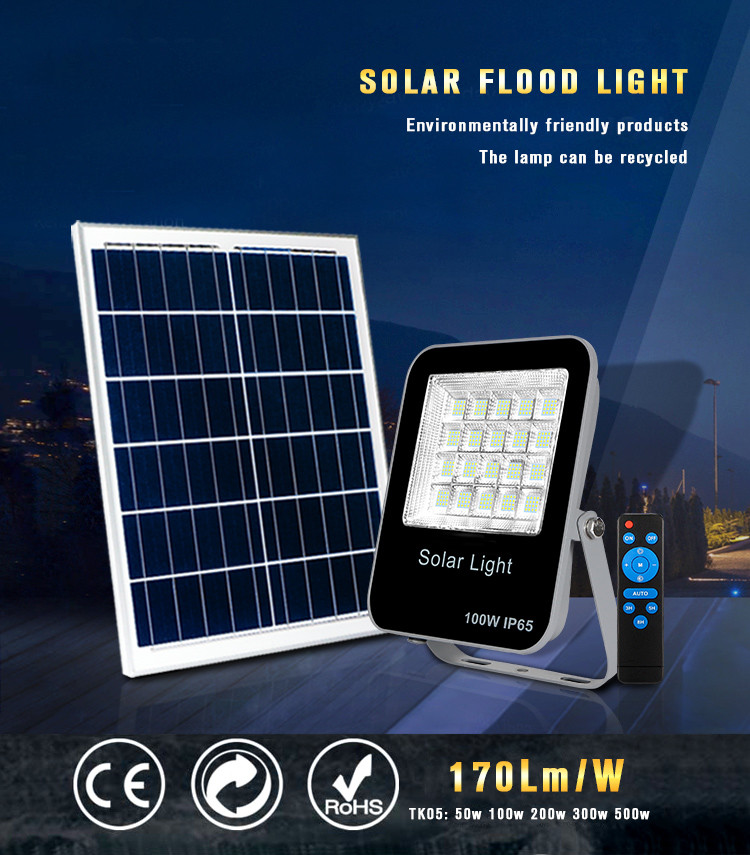 60 W 100 W 200 W LED Solar Outdoor Flood Light Security Powered Commercial Landscape Warm White