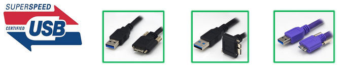 High Flexible USB3 A Male to Micro B Right Angle Male cable with Recessed Screws for Moving System