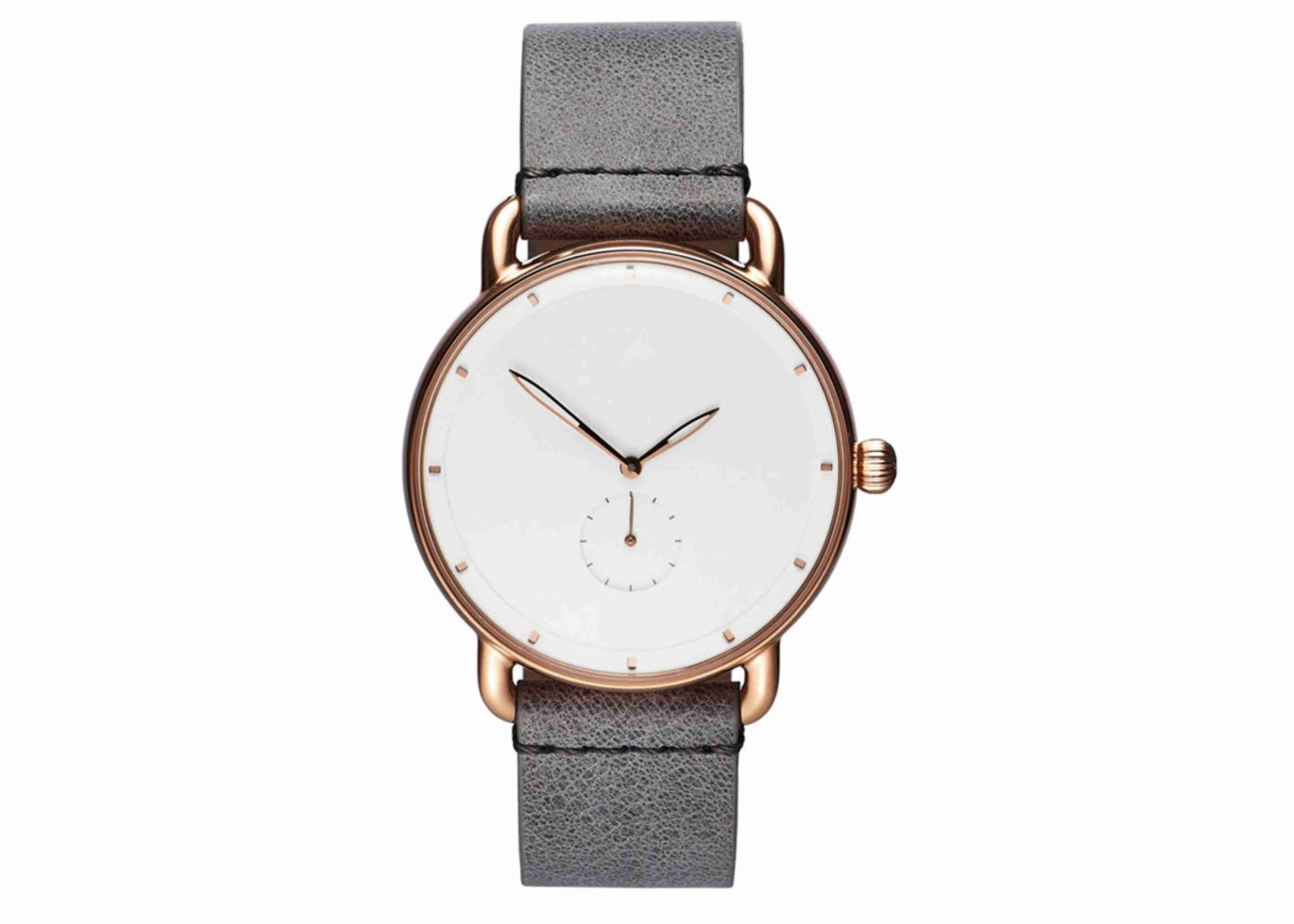 5ATM water resistant Grey leather wrist watch rose gold quartz watches bezel japan movt
