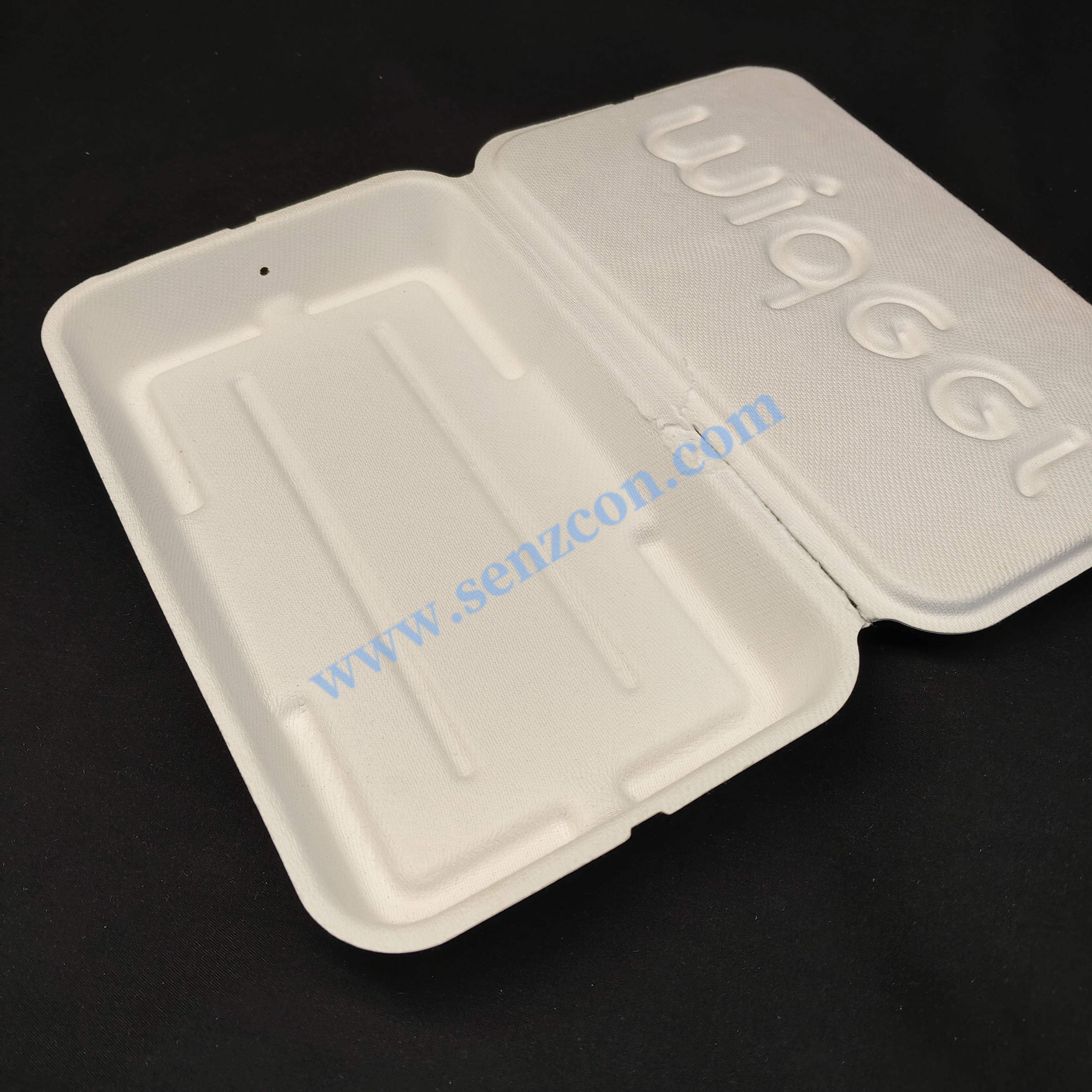 Direct sales from OEM factory. Multifunctional and universal pulp molded boxes. Made of white sugarcane pulp through dry pressing. Environmentally