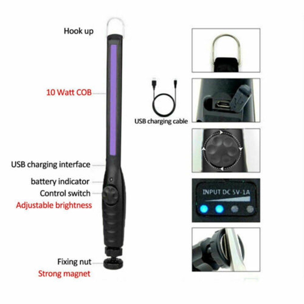 8W LED Rechargeable COB work light Portable UVC Disinfection Lamp