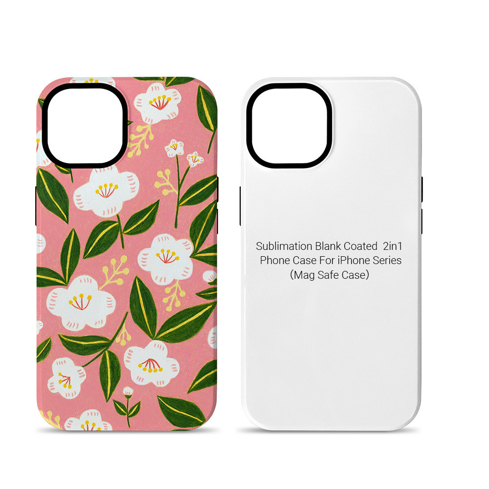2 in 1 Magnetic Wireless Charging 3D Sublimation Tough Phone Case for iPhone 15 16 Pro