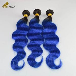 Quality 1B Blue Ombre Human Hair Extensions Body Wave Virgin Wavy wholesale