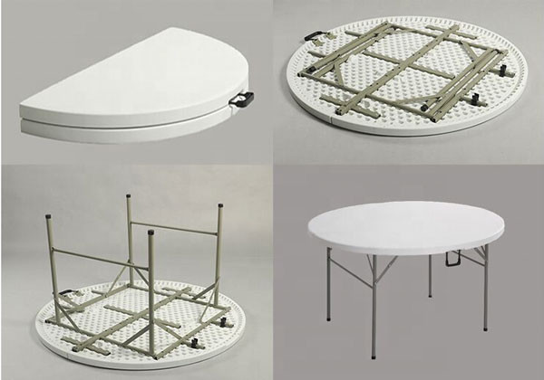 Six Foot 8 Foot Folding White Round Plastic Banquet Table For 10 Seater Outdoor
