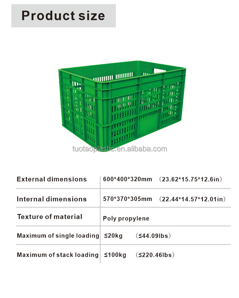Customized Logo Harvest Food Storage Basket Plastic Stackable Mesh Crate for Turnover
