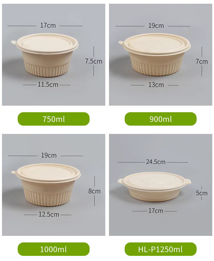 Disposable Blister Noodles Biodegradable Container Round Eco Friendly Bowl