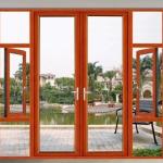 Wood Grain Aluminium Double Hinged Doors