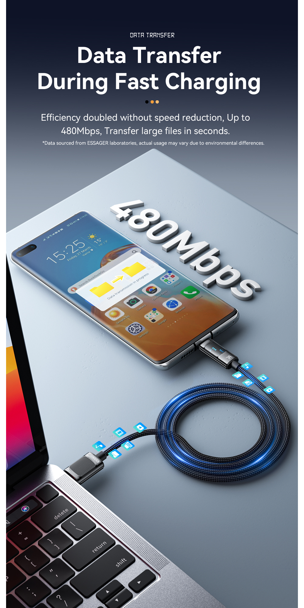 7A Max 100W USB A To C Type C Charging Cable ESSAGER ES-X58 Series