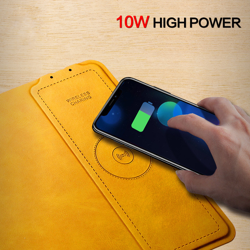 MOUSE PAD WIRELESS CHARGER 10w universal compatible Leather fast qi wireless charging charger mouse pad for Apple iPhone