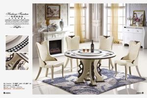 Quality dining room 7 seats round marble table furniture wholesale