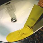 Scouring Pad Dishwashing Gloves With Sponge Customized 35cm Length