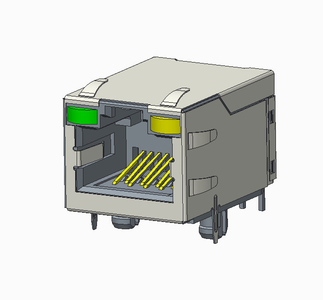 High Performance, RJ45 Modular Jack -CAT6 A, Shield, With LEDs.,RJE60-188-34W1