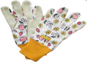 Quality Drill PVC Polar Dots Printed Cotton &amp; Polyester Women Gardening Working Gloves 9.5' wholesale