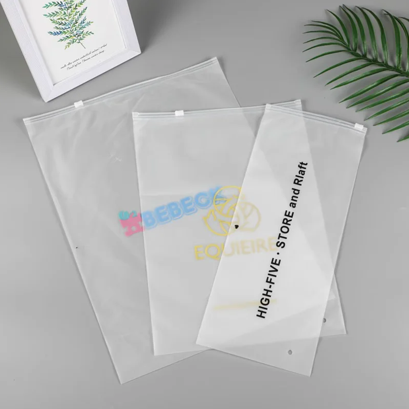 Eco-friendly Custom Printing Plastic Packaging Transparent PE Frosted Zipper Bag