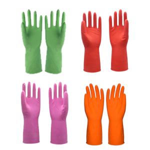 Quality Roll Up Cuffs Natural Latex Flocklined Household Cleaning Gloves wholesale