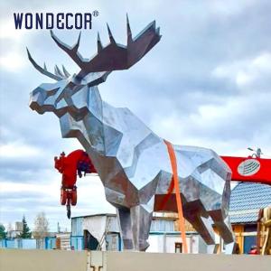 Quality Unique Outdoor Stainless Steel Sculpture Large Public Art Geometry Elk wholesale