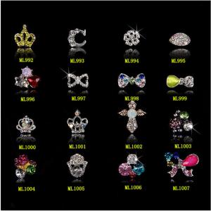 Quality Womens Zircon Alloy Bow 3D Nail Art Tips Stickers Decoration Jewelry ML992-1007 wholesale
