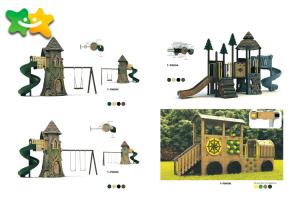 Quality Customized Design Wooden Playground Slide Double Swing Long Service Life wholesale