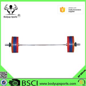 Quality 135kg 300LB Eco Friendly Rubber Coated Barbells For Competition Custom Color wholesale
