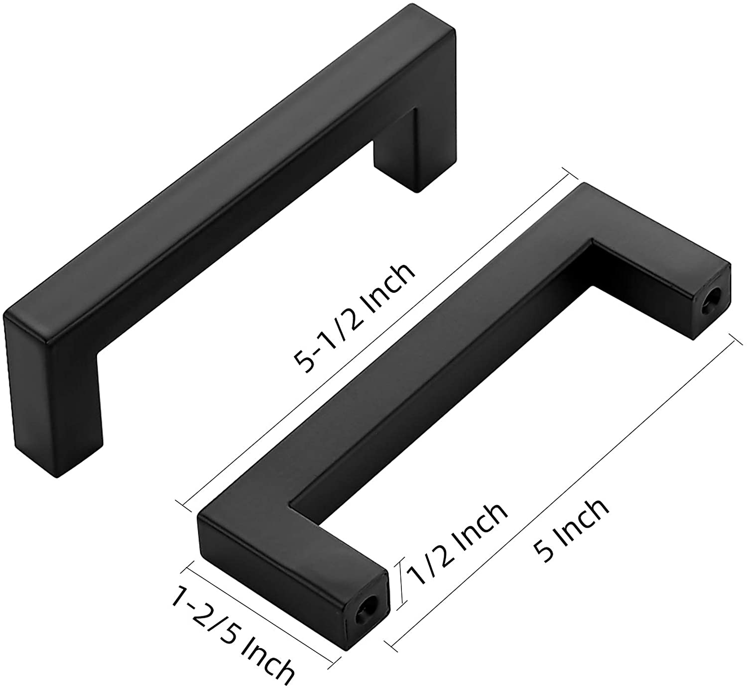 4mm-5mm Thickness Matte Black Square Cabinet Handles for Customized Size in 5 Inch